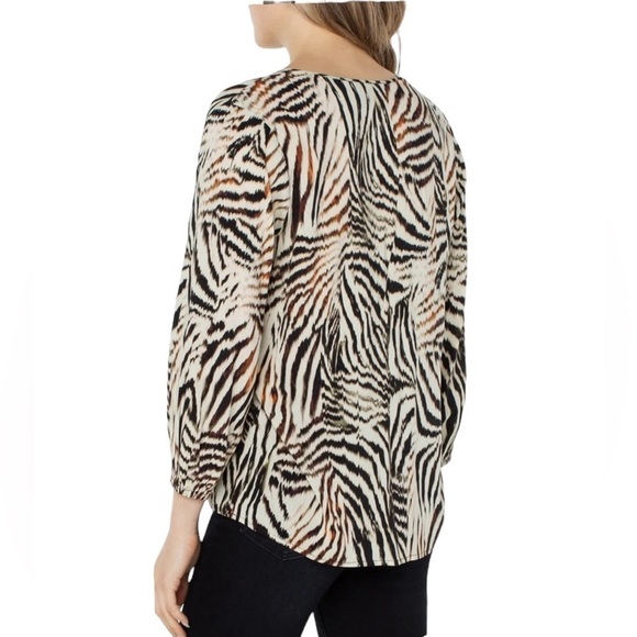 LIVERPOOL Los Angeles Animal Print V-neck Peasant Blouse Top Size M - Picture 2 of 16